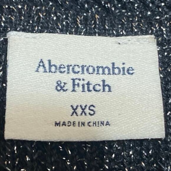 Abercrombie & Fitch Women's Black Metallic Long Sleeve Knit Crop Sweater Top XXS - Picture 3 of 4